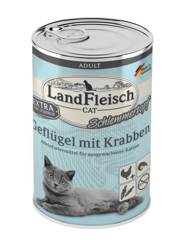 Landfleisch Cat Topf Geflügel+Krabb.400gD