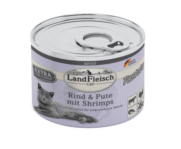 Landfleisch Cat Pas.Rind+Pu+Shrimp195gD